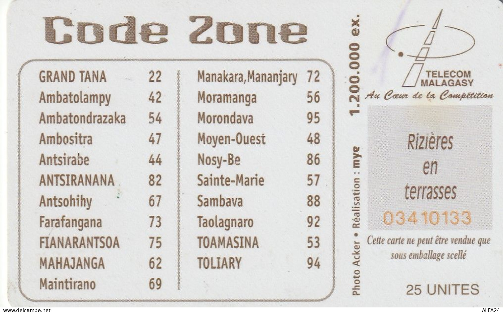 PHONE CARD MADAGASCAR (E27.15.7 - Madagaskar