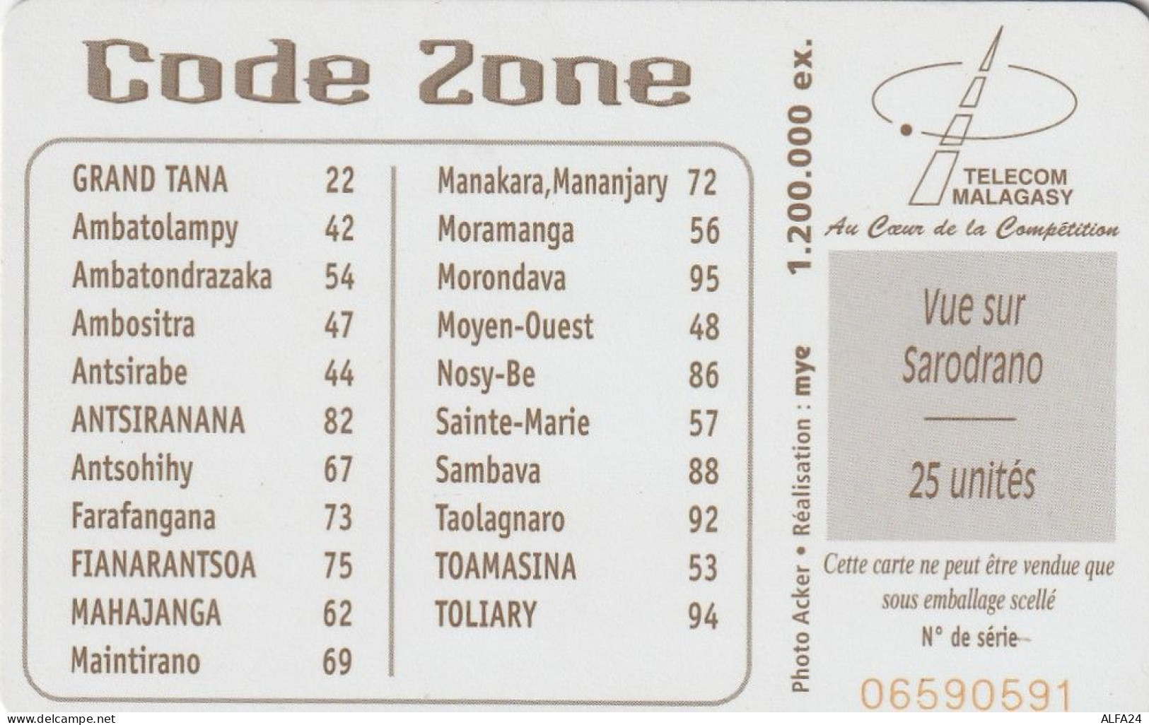 PHONE CARD MADAGASCAR (E27.14.1 - Madagaskar