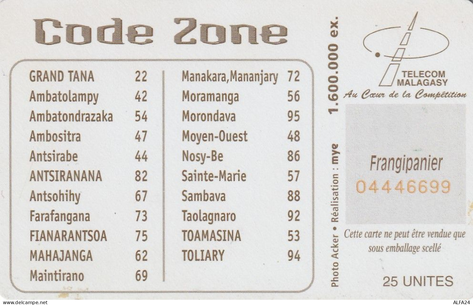 PHONE CARD MADAGASCAR (E27.11.7 - Madagaskar