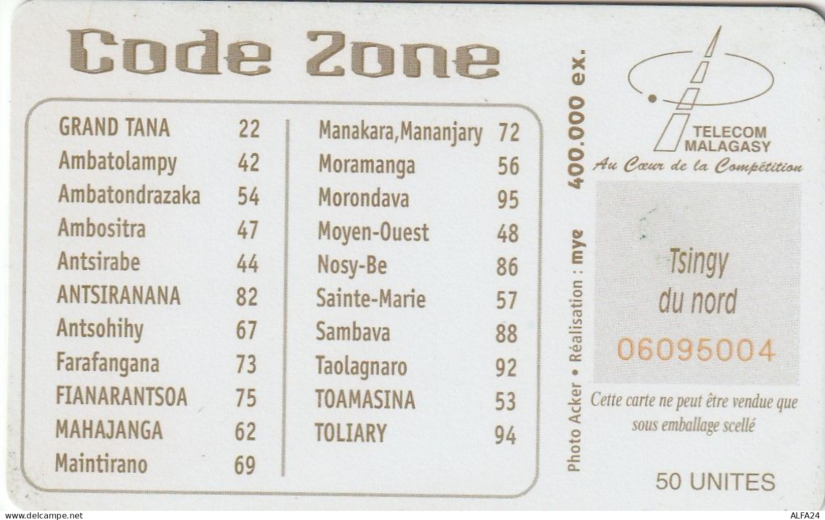 PHONE CARD MADAGASCAR (E27.8.7 - Madagaskar