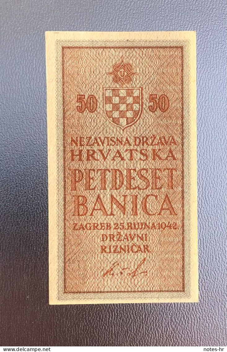 CROATIA WWII 50 BANICA (P-6b) 1942 UNC - Croazia