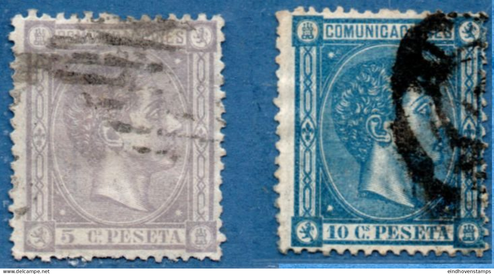 Spain 1875 Alfonso XII 5 & 10 C, 2 Values - Used Stamps