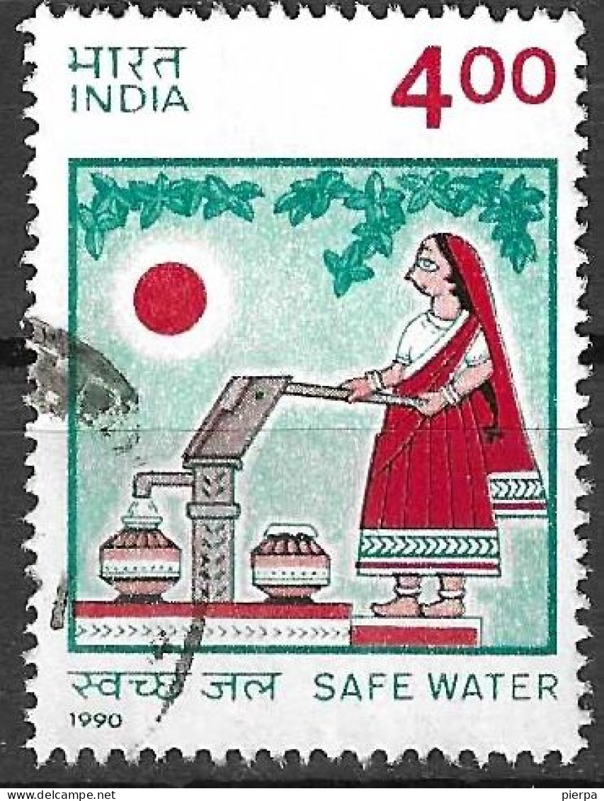 INDIA - 1990 - RISPARMIO ACQUA POTABILE  - USATO (YVERT 1064 - MICHEL 1264) - Used Stamps