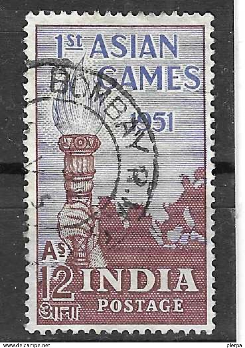 INDIA - 1951 - GIOCHI ASIATICI - 12 AS  - USATO (YVERT 33 - MICHEL 220) - Usati