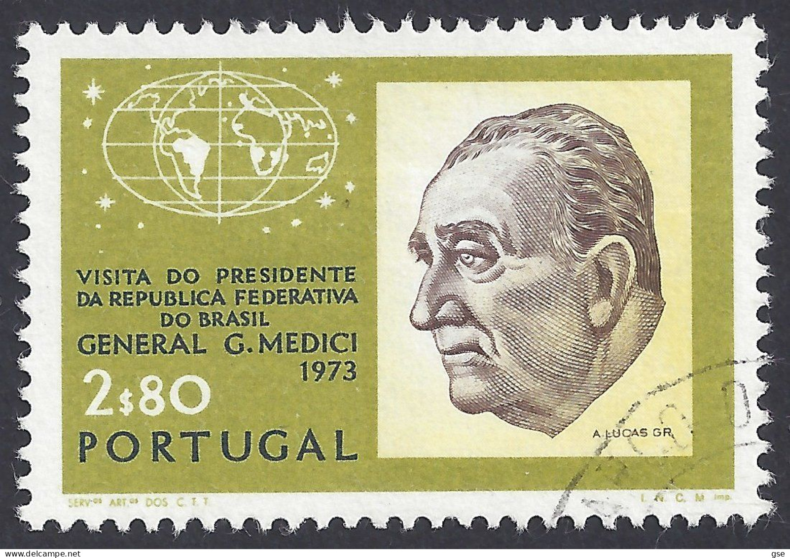 PORTOGALLO 1973 - Yvert 1183° - Visita Del Presidente In Brasile | - Gebruikt