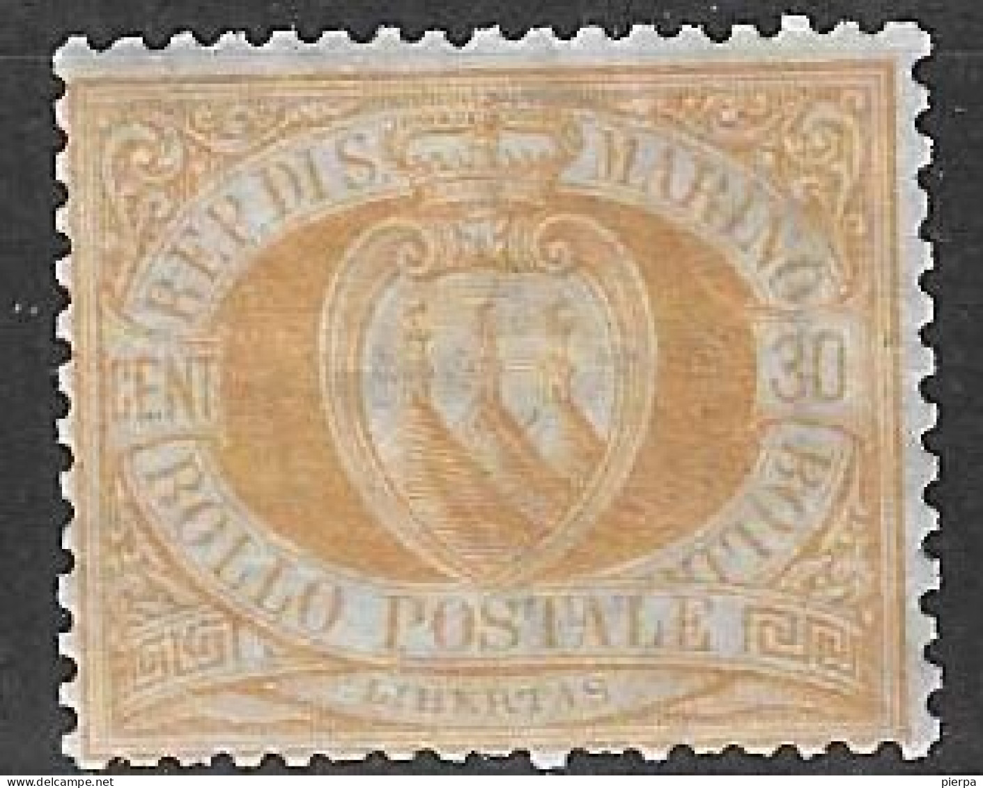 SAN MARINO - 1892 - ORDINARIA  - C 30 ARANCIO - NUOVO  MNH** (YVERT 16 - MICHEL 16 - SS 16) - Neufs