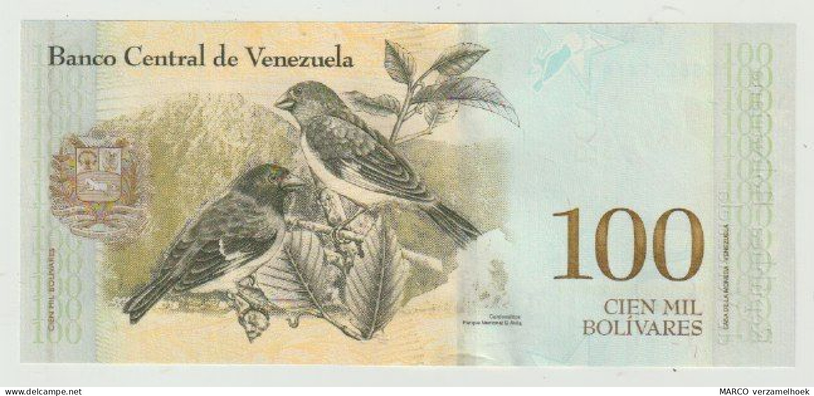 Banknote Banco Central De Venezuela 100.000 Bolivares 2017 P100E UNC - Venezuela