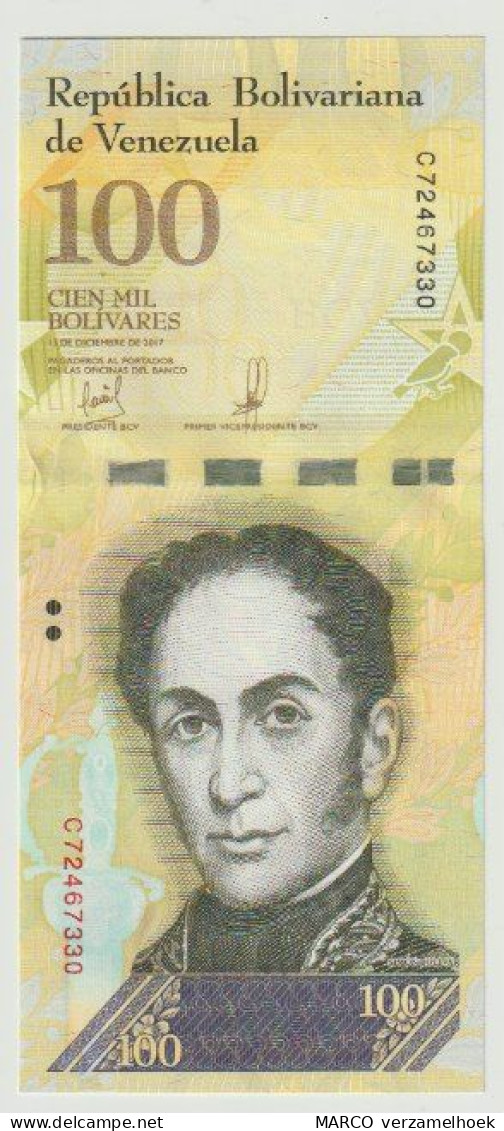 Banknote Banco Central De Venezuela 100.000 Bolivares 2017 P100D UNC - Venezuela