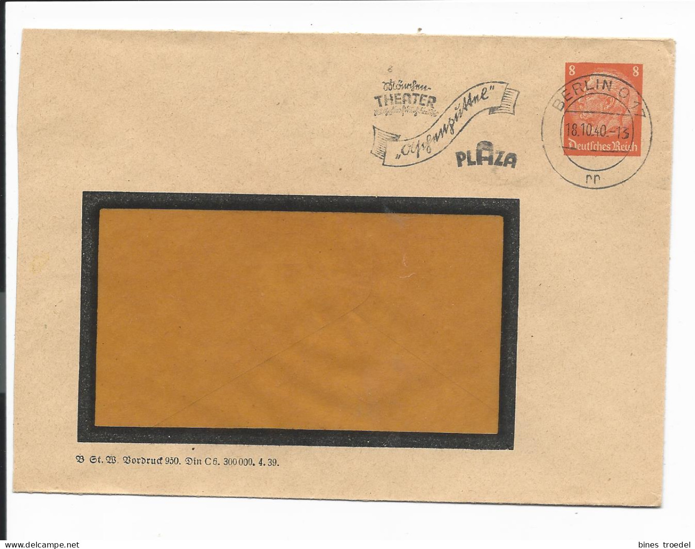 DR PU 131 B 4-10 - 8 Pf Hindenburg Med. Fenster-Umschlag Berliner Wasserwerke DV: 950 ... 300000. 4.39 Bedarfsverwendet - Private Postal Stationery