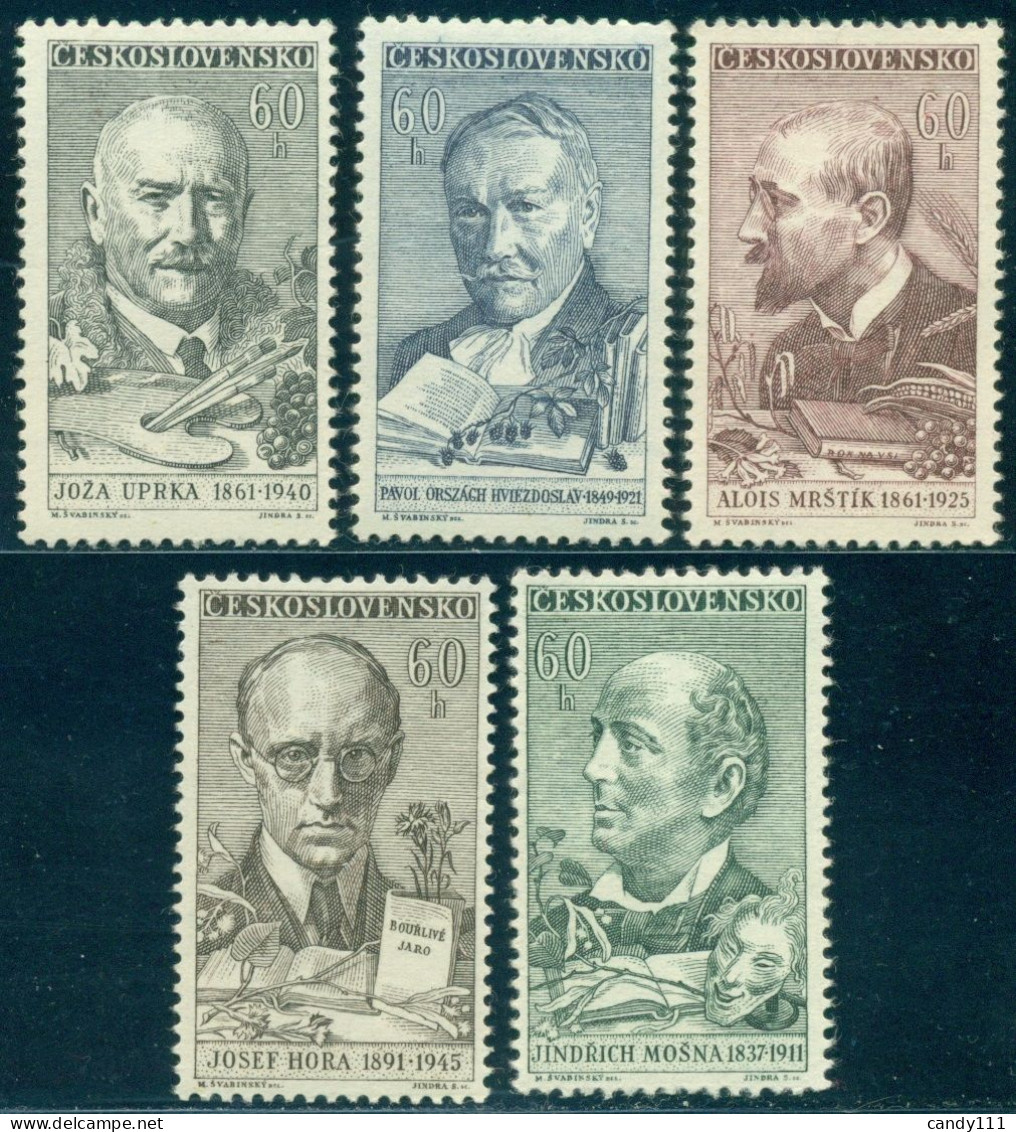 1961 Cultural Personalities,Uprka Painter,Hora,Mošna,Hviezdoslav,Czechoslovakia,1258,MNH - Acteurs