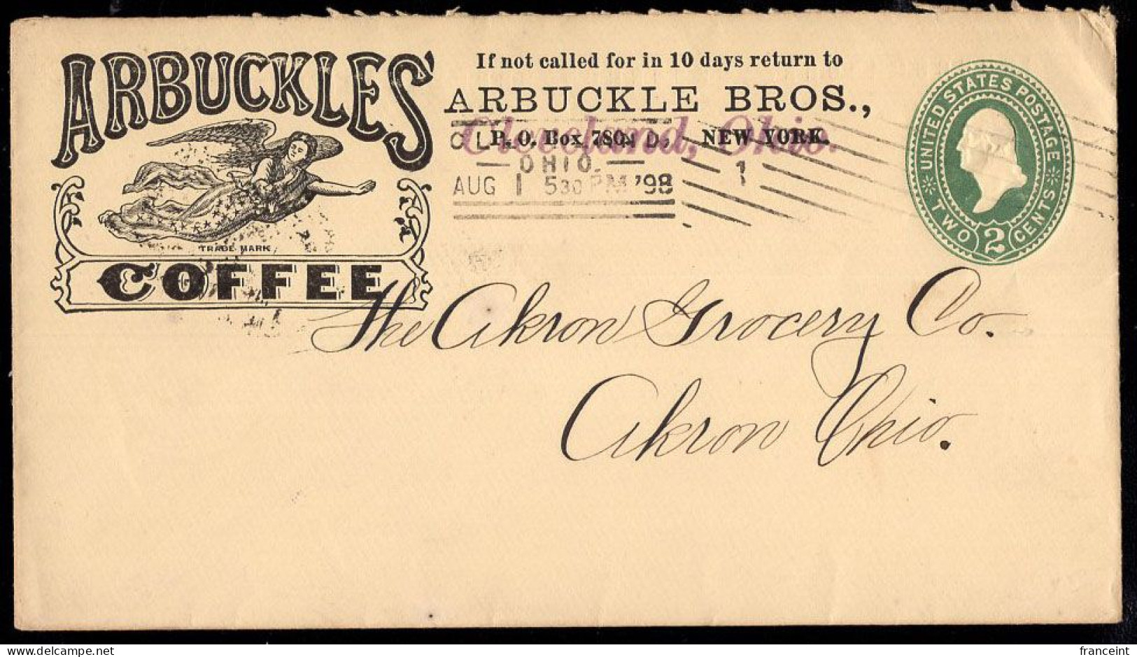 U.S.A.(1898) Angel. Coffee. 2 Cent Postal Stationery With Advertising. "Arbuckles' Coffee." - ...-1900