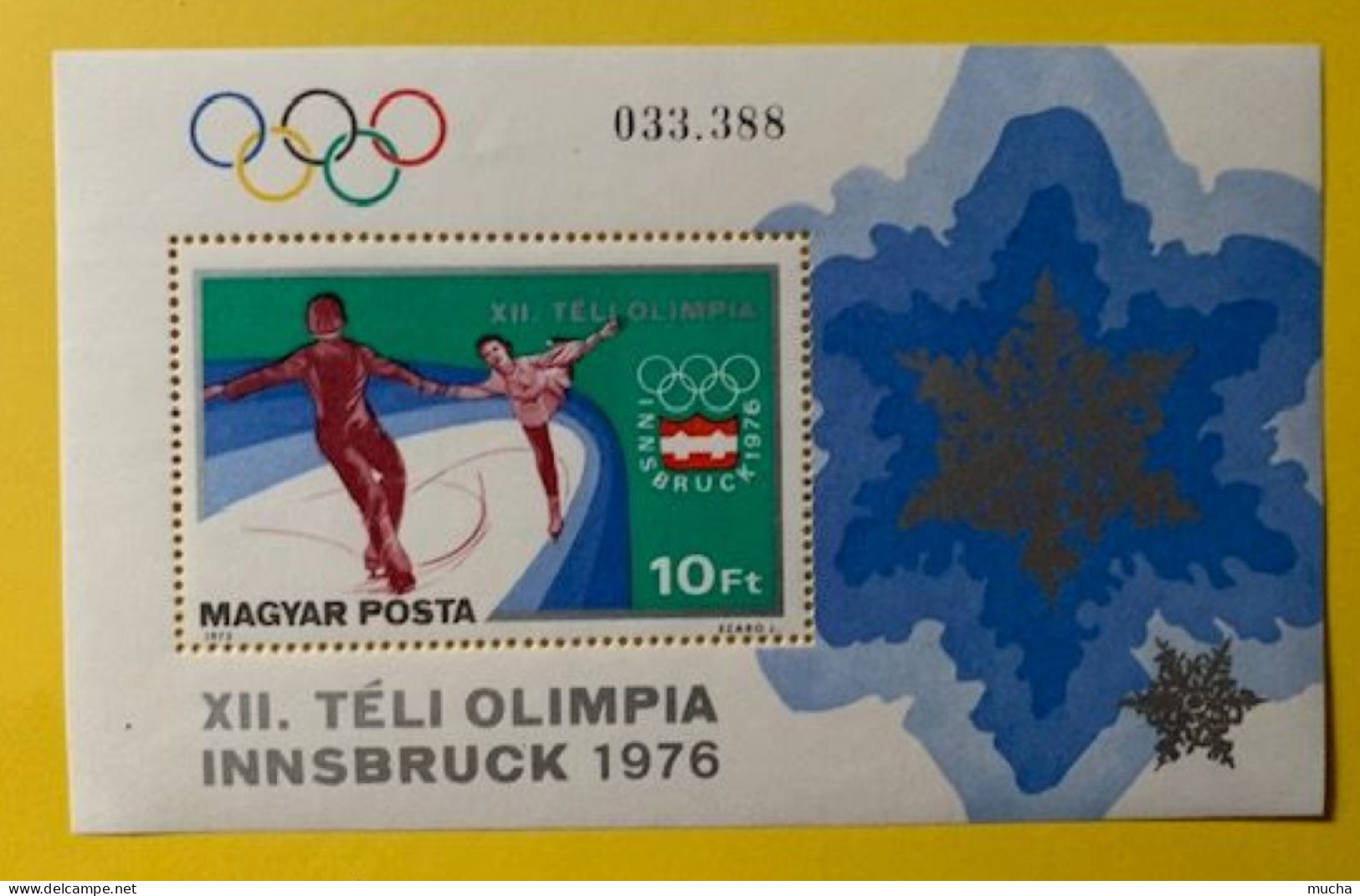 20081 - Hongrie Bloc Jeux Olympiques Innsbruck 1976 Patinage Artistique ** Neuf MNH  YT No 122 - Inverno1976: Innsbruck