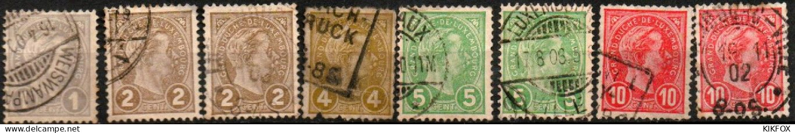 Luxembourg , Luxemburg ,1895, MI 67 - 71, YT 69 - 73,  GROSSHERZOG ADOLF, GESTEMPELT,OBLITERE, - 1895 Adolphe Right-hand Side