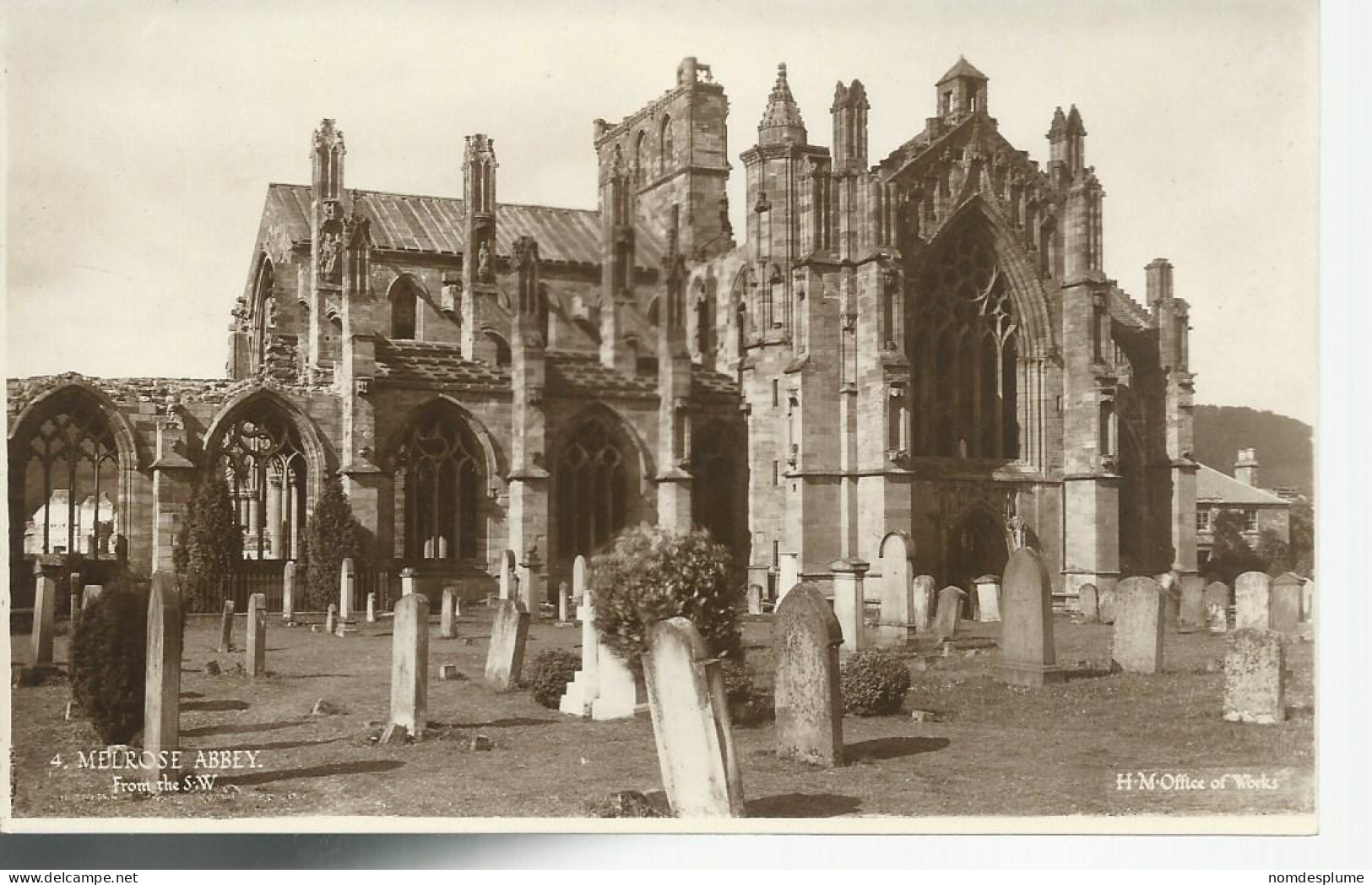 29046) UK Scotland Melrose Abbey Ruins From The S.W. Church Real Photo RPPC By H M Office Of Works - Roxburghshire