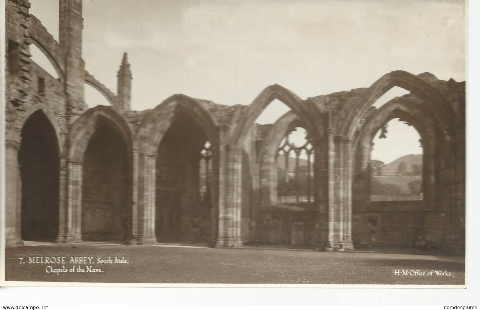 29048) UK Scotland Melrose Abbey South Aisle Nave Ruins Church Real Photo RPPC By H M Office The Works  - Roxburghshire