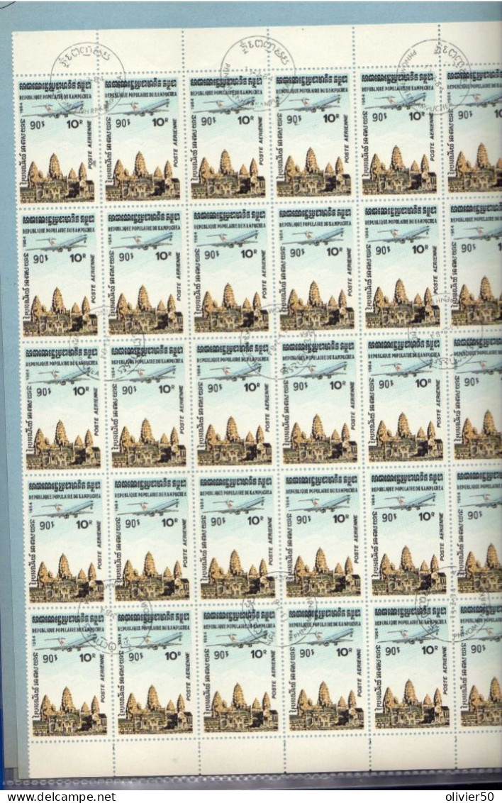 Kampuchea - 1984 - Poste Aerienne  5 R. Avion - Temple D'Angkor Vat - Obliteres - Kampuchea