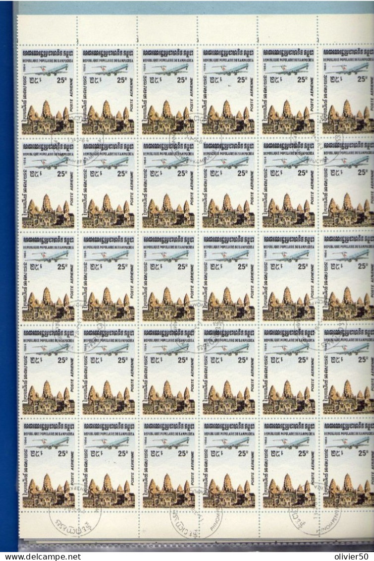 Kampuchea - 1984 - Poste Aerienne   35 R. Avion - Temple D'Angkor Vat - Obliteres - Kampuchea