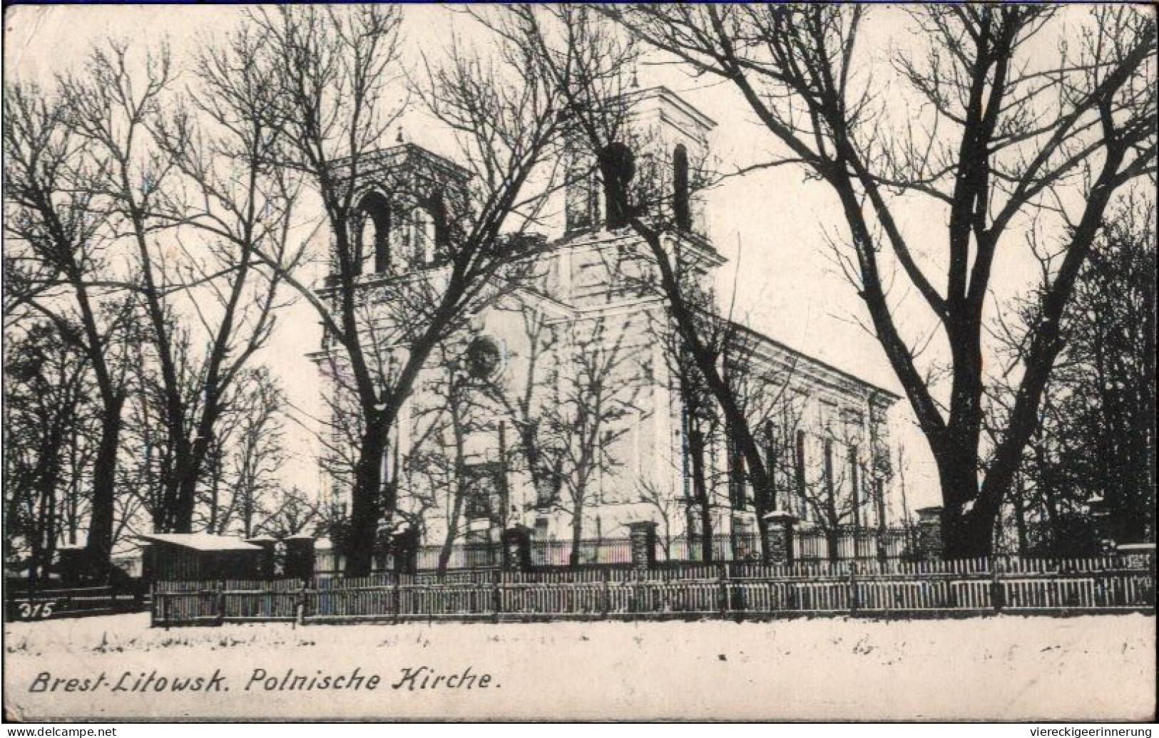 ! 1917 Ansichtskarte Brest Litowsk , Weißrußland, Polnische Kirche, Feldpoststempel Minenwerferschule - Belarus