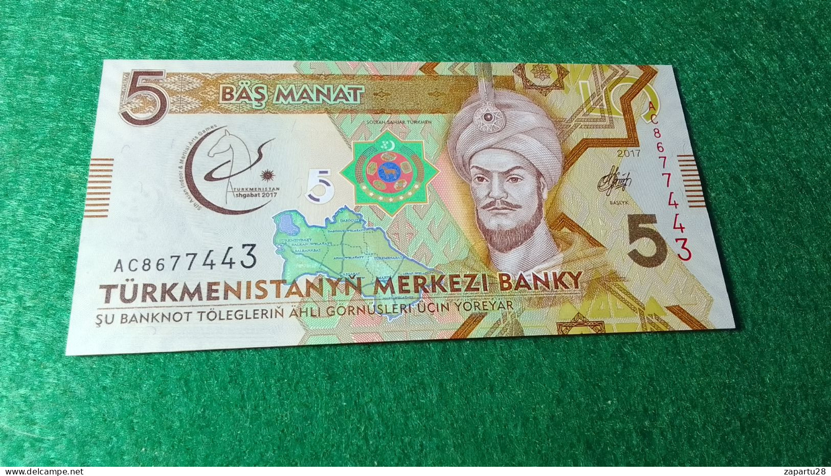 TÜRKMENİSTAN-      5    MANATİ       UNC - Turkmenistan