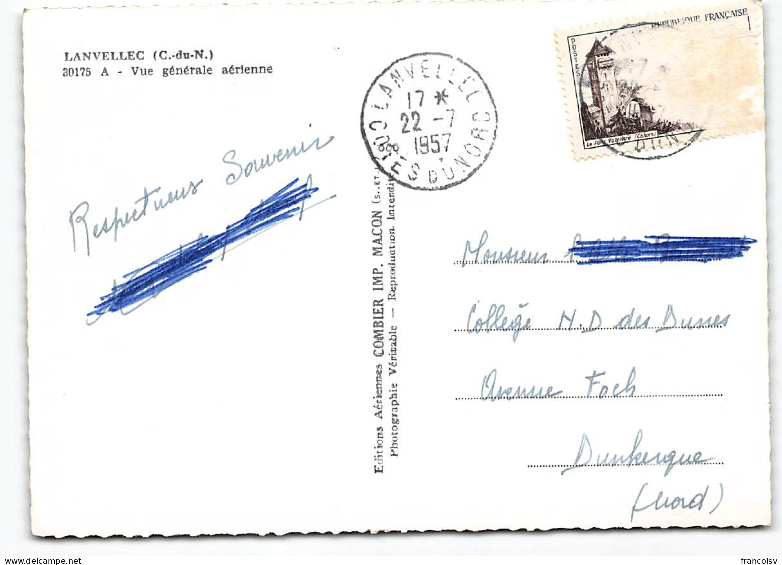 Lanvellec. Vue Generale Aerienne. Edit Cim 1957  - Lanvellec