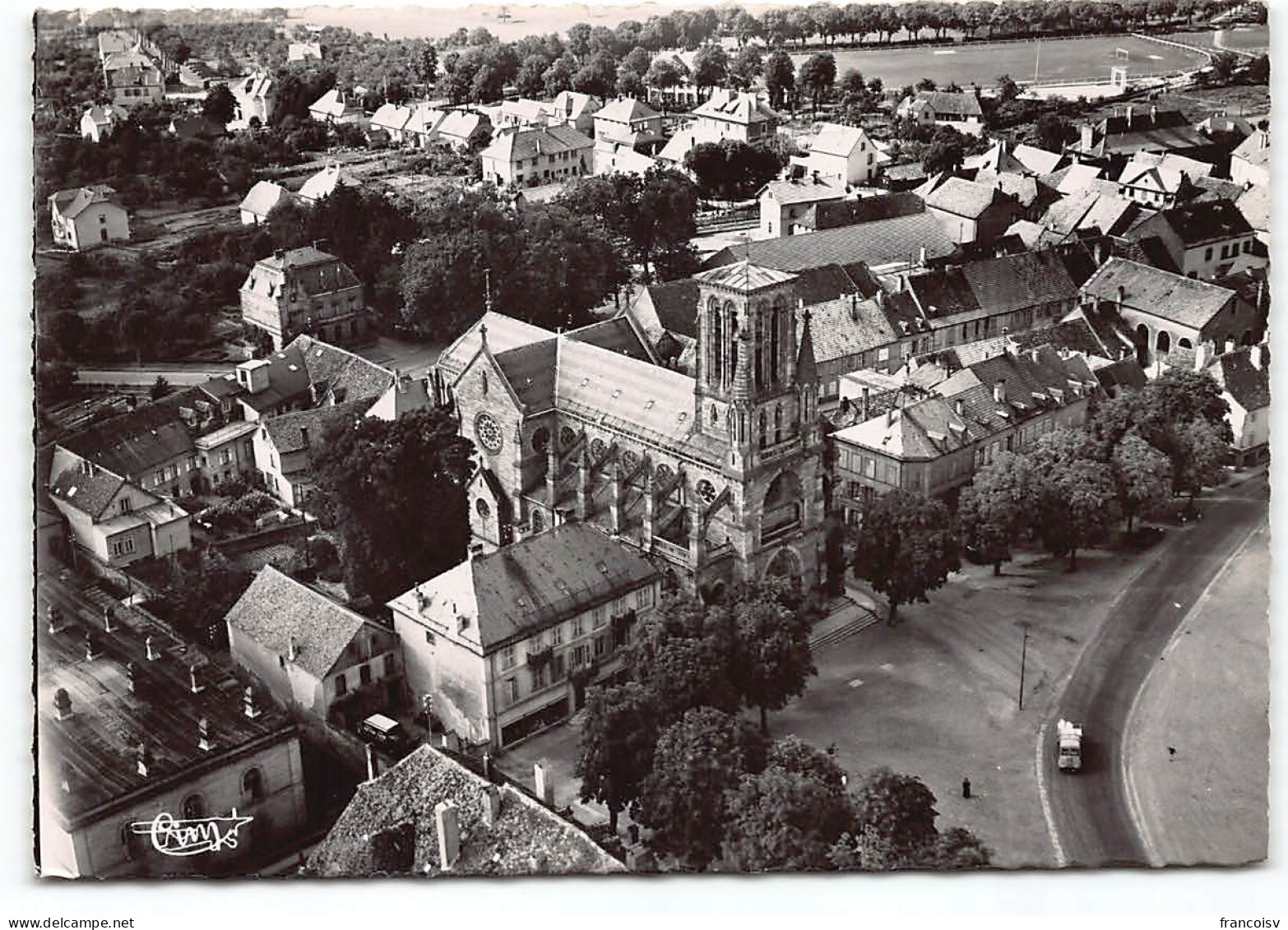 Phalsbourg Vue Aerienne Sur L'eglise . Edit Cim  CPSM GF  Postée 1953 - Phalsbourg