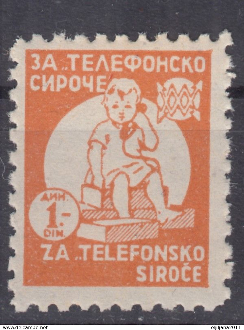 ⁕ YUGOSLAVIA ⁕ For Phone Orphans 1 Din. Za Telefonsko Siroće ⁕ 1v MNH - Charity Stamp - Cinderella Additional Revenue - Erinnophilie