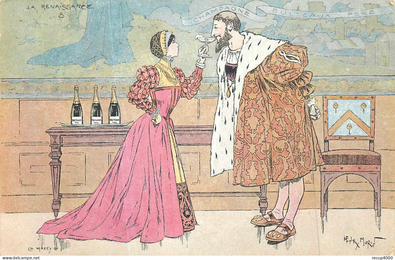 ILLUSTRATEUR Henri MORIN  Pub Champagne Bulteaux  2scans - Morin, Henri