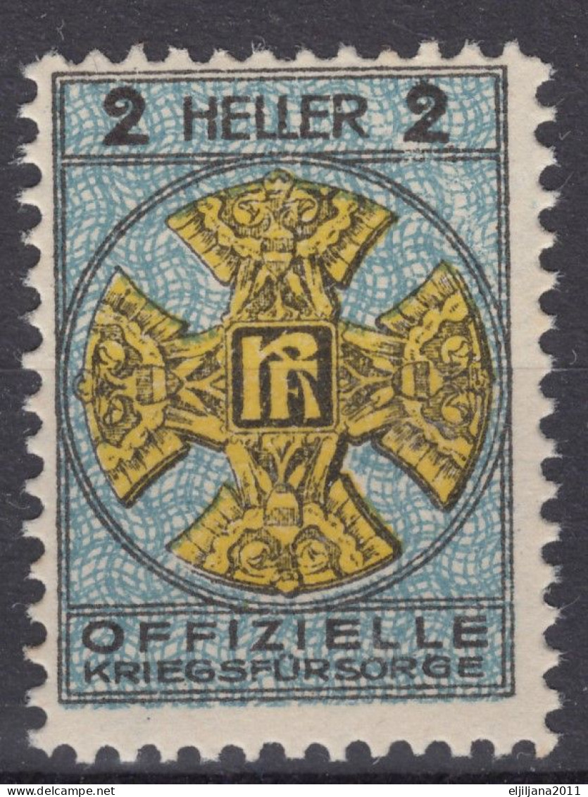 Austria ⁕ WAR CARE, Official War Relief Fund 2 HELLER, KRIEGSFÜRSORGE ⁕ 3v MNH - Charity Stamp - Cinderella - Erinnophilie