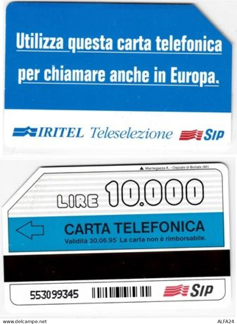 SCHEDA TELEFONICA USATA 279 IRITEL BLU 10 30-6-95 (345 - Pubbliche Speciali O Commemorative