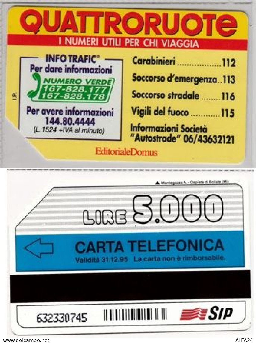 SCHEDA TELEFONICA USATA 310 QUATTRORUOTE 5 (745 - Pubbliche Speciali O Commemorative