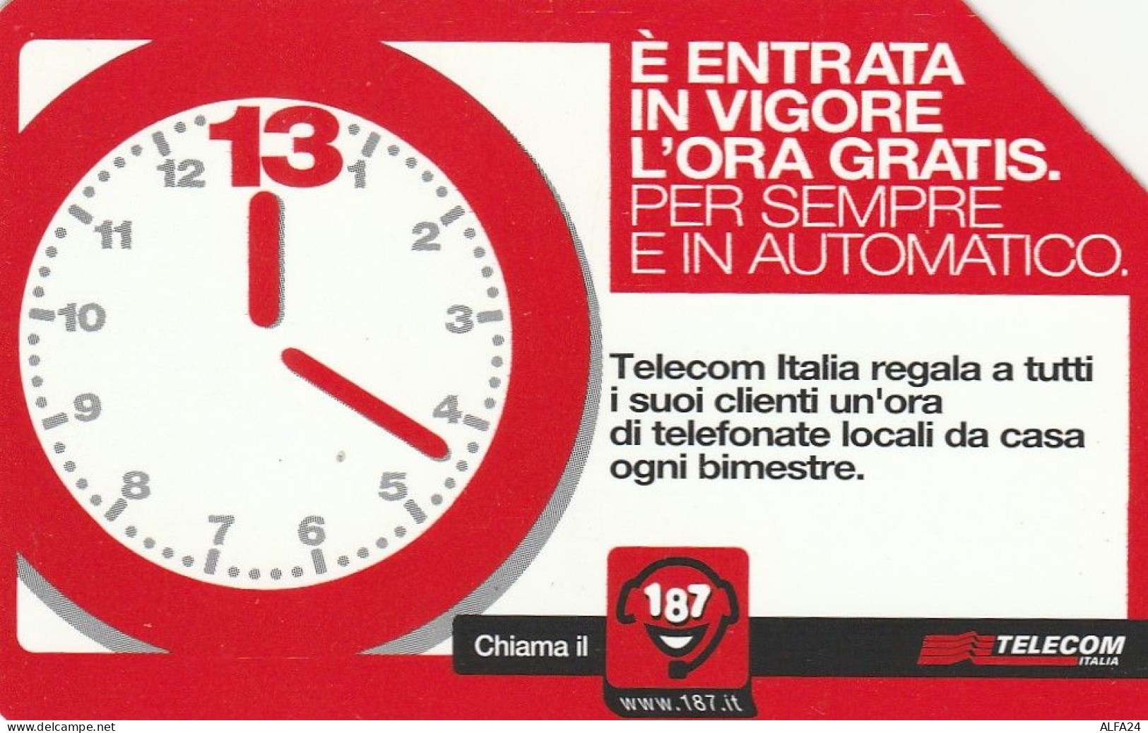 SCHEDA TELEFONICA USATA 40 ITALIA E L'ORA GRATIS - Pubbliche Speciali O Commemorative