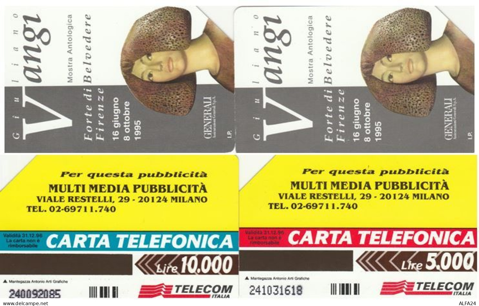 COPPIA SCHEDE TELEFONICHE USATE 420-1 VANGI (085 - Públicas Especiales O Conmemorativas