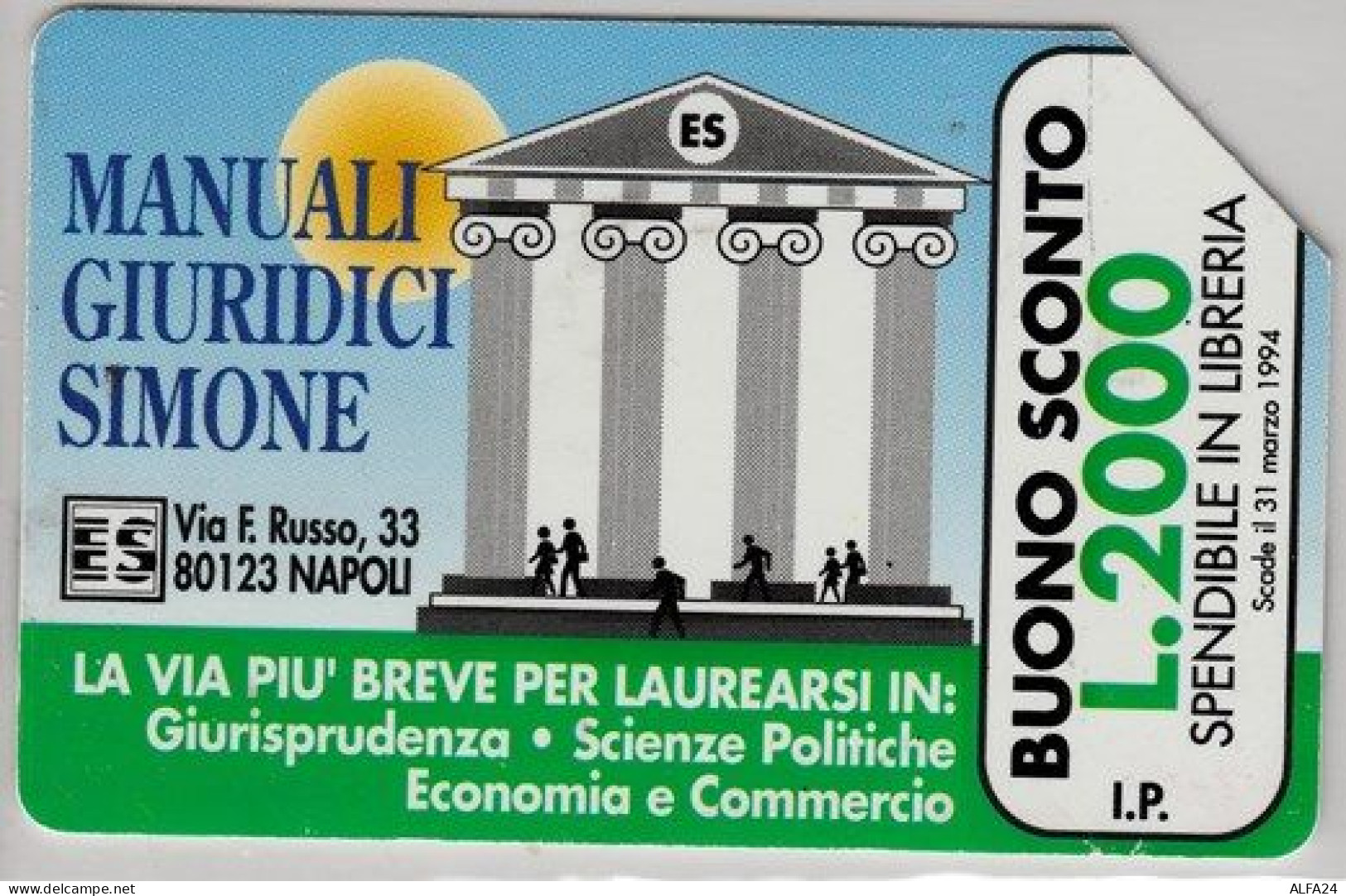 SCHEDA TELEFONICA USATA 268 MANUALI GIURIDICI -LA VIA PIU BREVE - Públicas Especiales O Conmemorativas