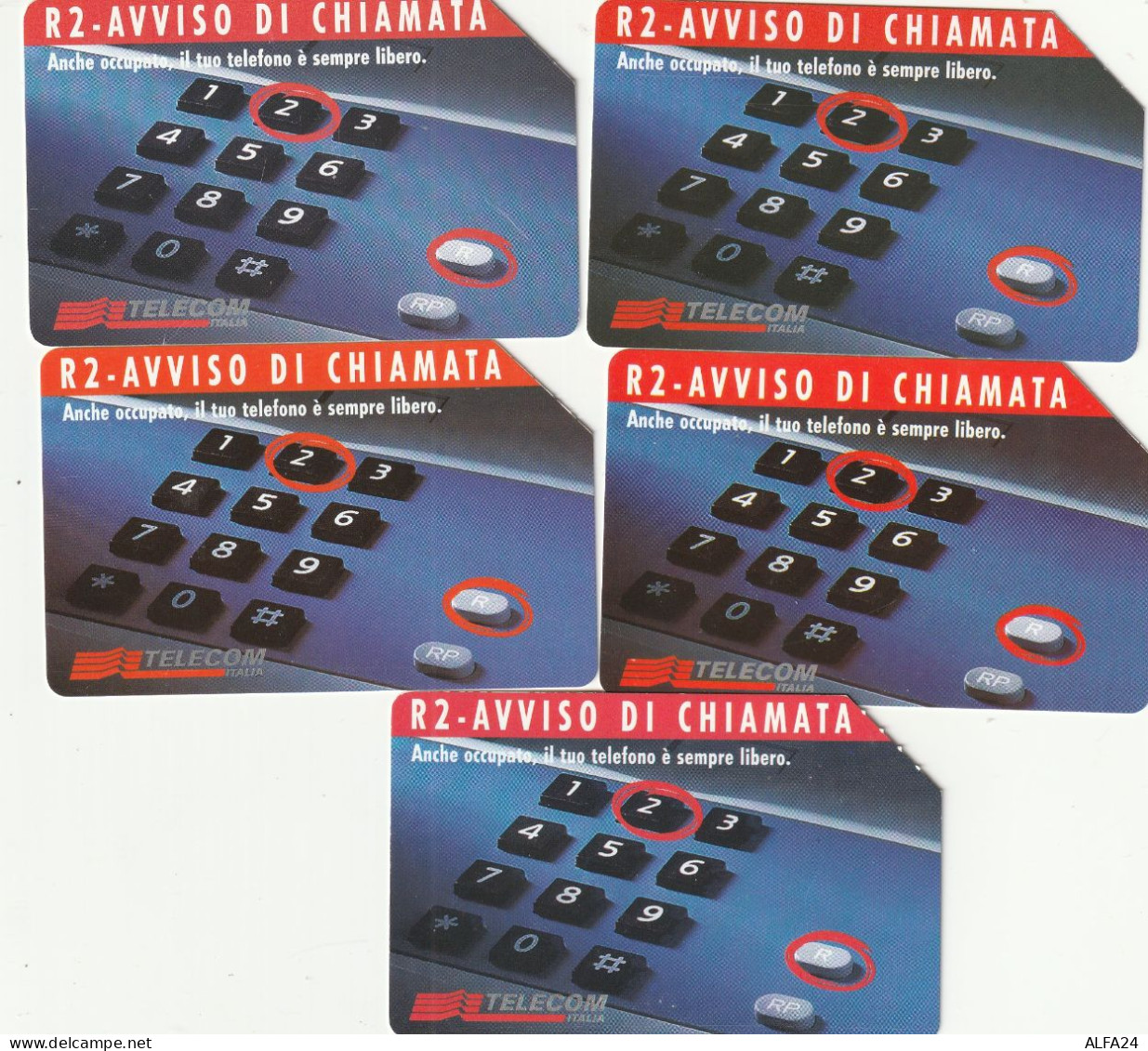 SERIE 5 SCHEDE TELEFONICHE USATE DIFFERENTI 404-408 AVVISO DI CHIAMATA R2 - Pubbliche Speciali O Commemorative