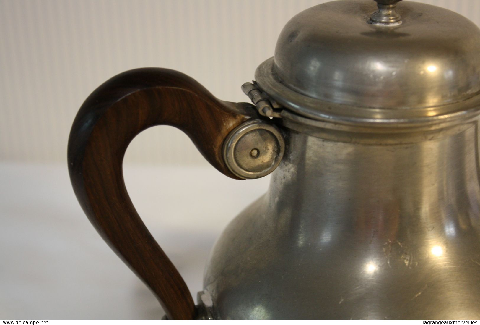 C312 Ancienne Cafetière En étain Fin Garanti - Art De La Table - Auberge - Teiere