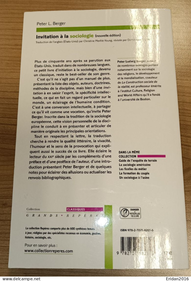 Invitation à La Sociologie :  Peter L. Berger : GRAND FORMAT - Sociologia