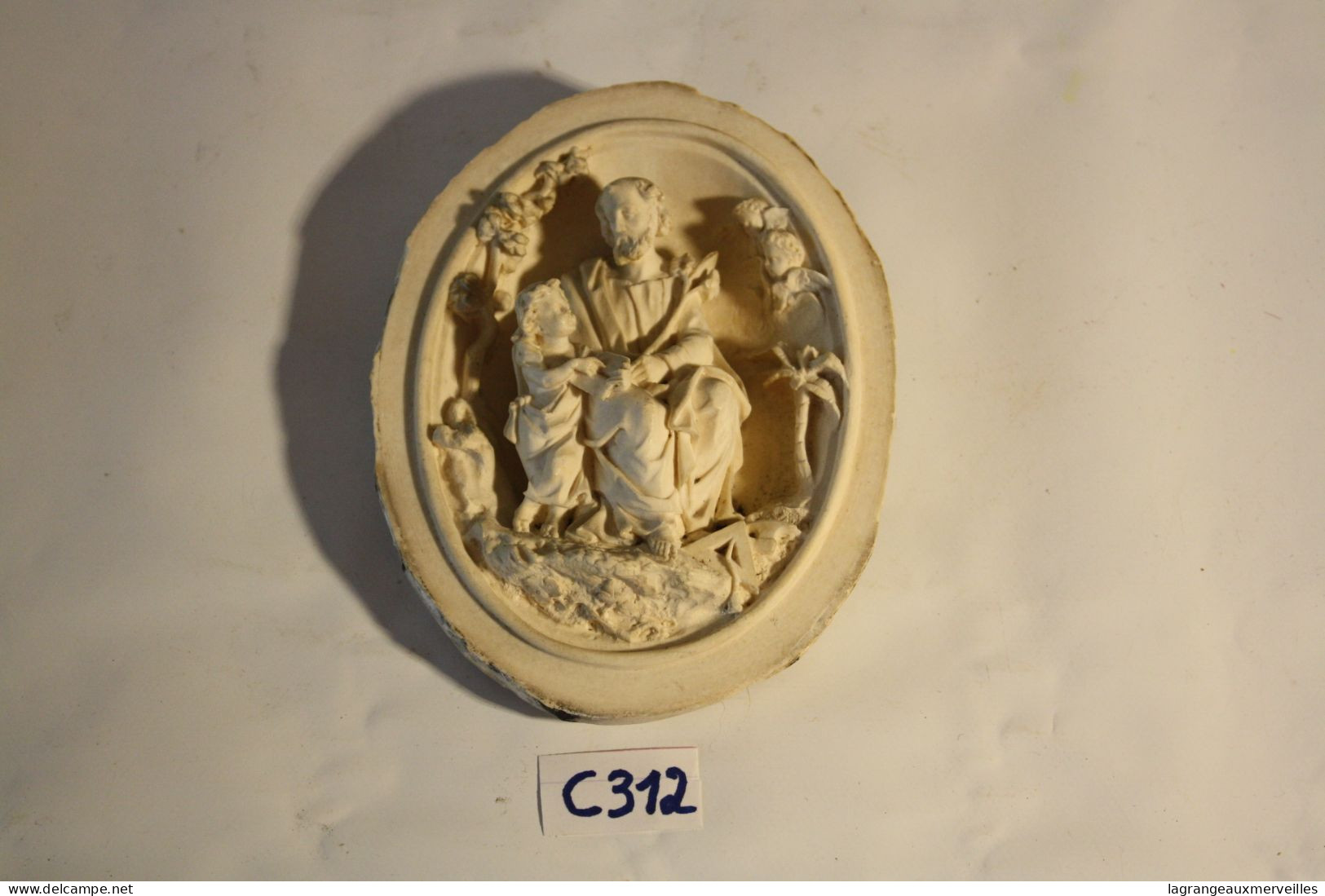 C312 Ancien bas relief religieux - art italien - pièce d'exception -
