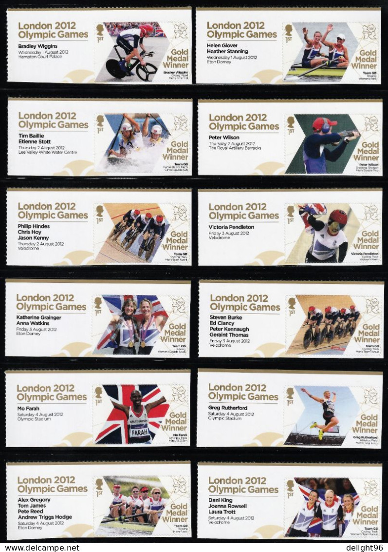 2012 Great Britain British Gold Medal Winners Of Summer Olympic Games In London Set (self Adhesive) - Sommer 2012: London