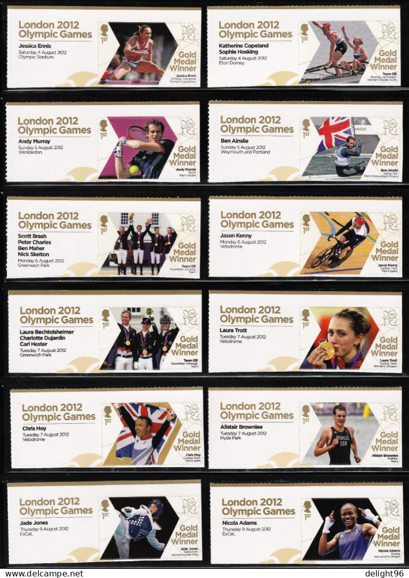 2012 Great Britain British Gold Medal Winners Of Summer Olympic Games In London Set (self Adhesive) - Summer 2012: London