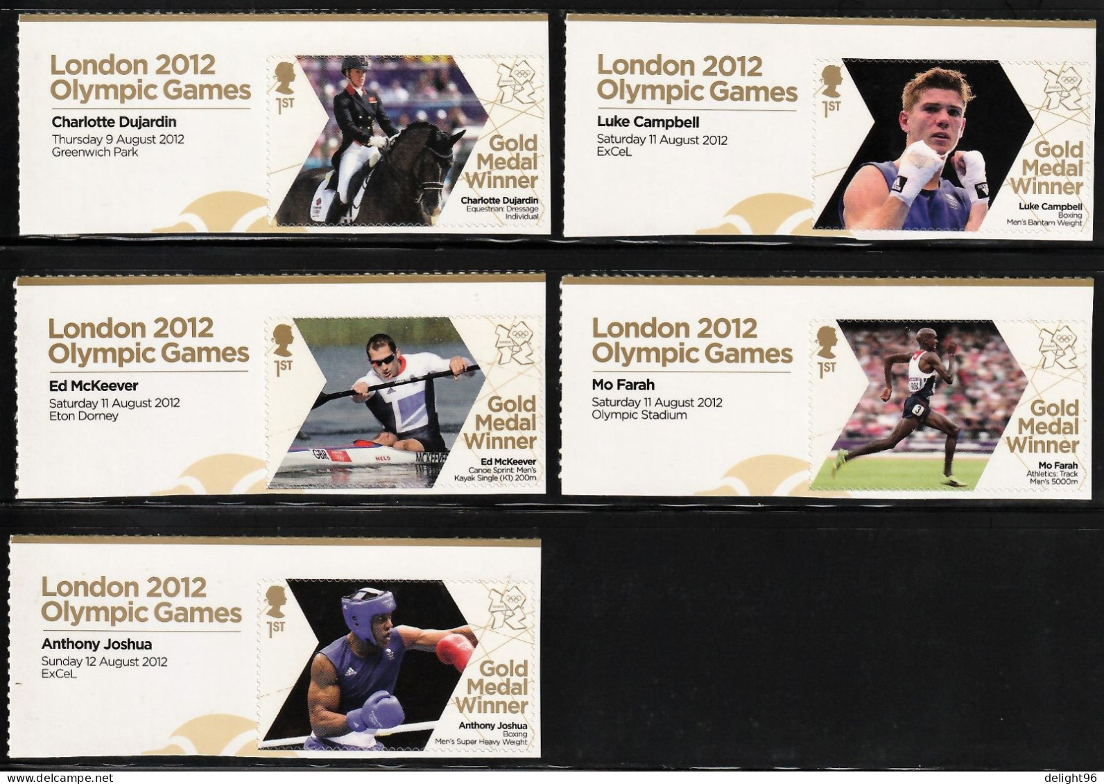 2012 Great Britain British Gold Medal Winners Of Summer Olympic Games In London Set (self Adhesive) - Estate 2012: London