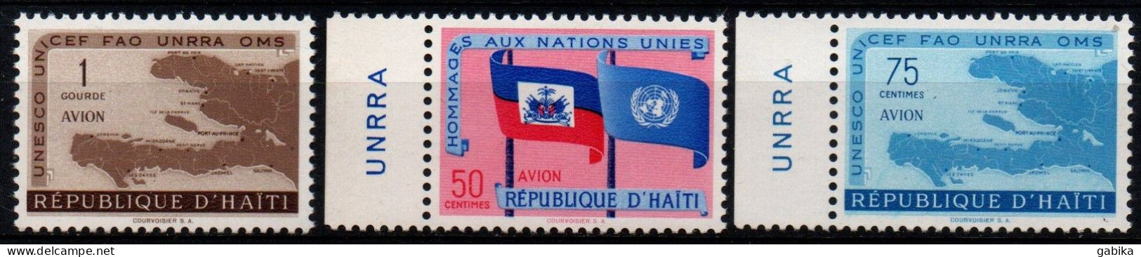 Haiti 1958, Scott C133-C135, MNH, Air Mail, Flag, Map - Haïti