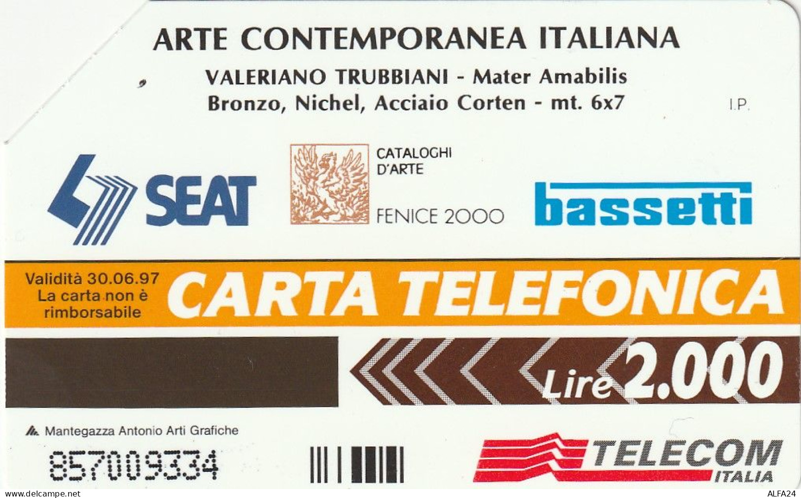 SCHEDA TELEFONICA USATA PRP 276 ARTE TRUBIANI  (334 U - Private - Tribute