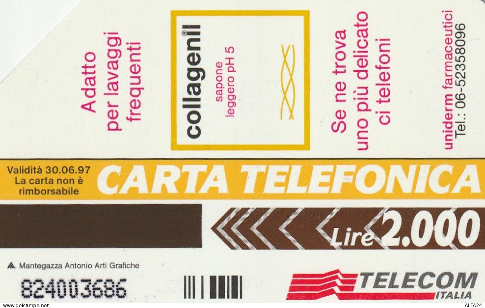 SCHEDA TELEFONICA USATA PRP 282  COLLAGENIL  (686 U - Private-Omaggi