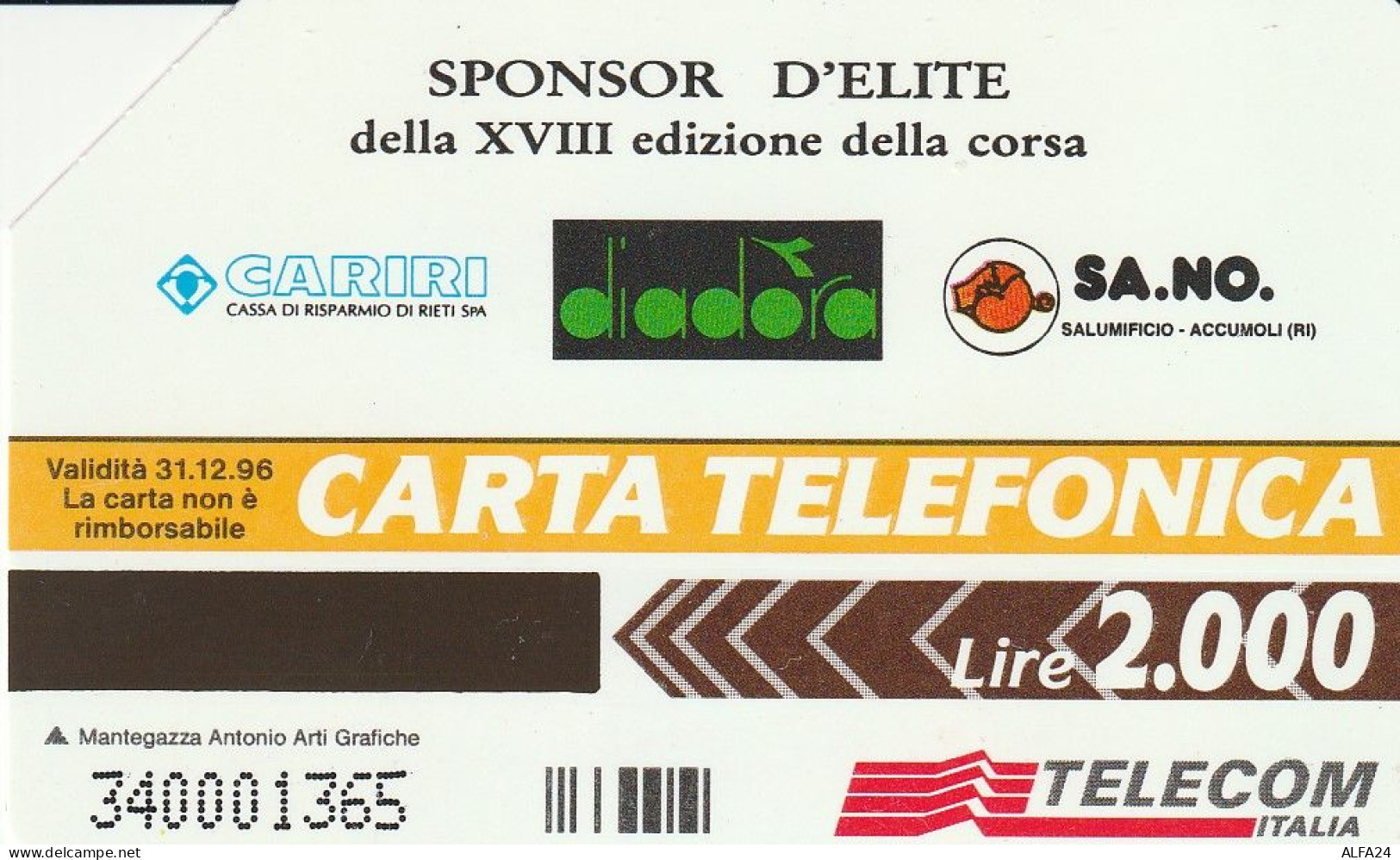 SCHEDA TELEFONICA USATA PRP 250 AMATRICE CONFIGNO  (365 U - Private - Tribute