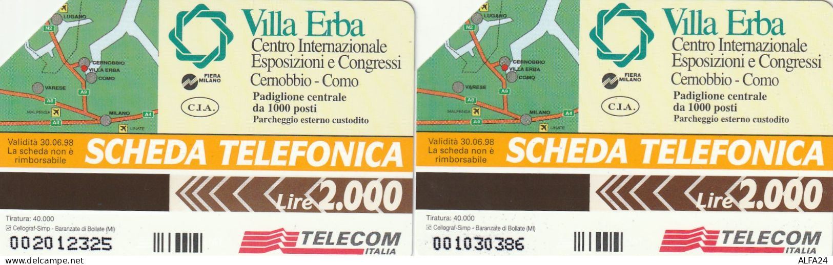 COPPIA SCHEDE TELEFONICHE USATE PRP 307-8 ROSSI-ELIO  (325 U - Privées - Hommages