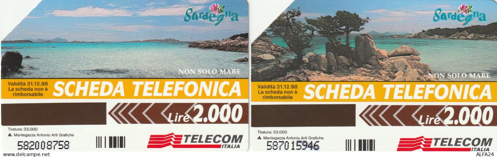 COPPIA SCHEDE TELEFONICHE USATE PRP 331-2 SARDEGNA  (758 U - Privées - Hommages