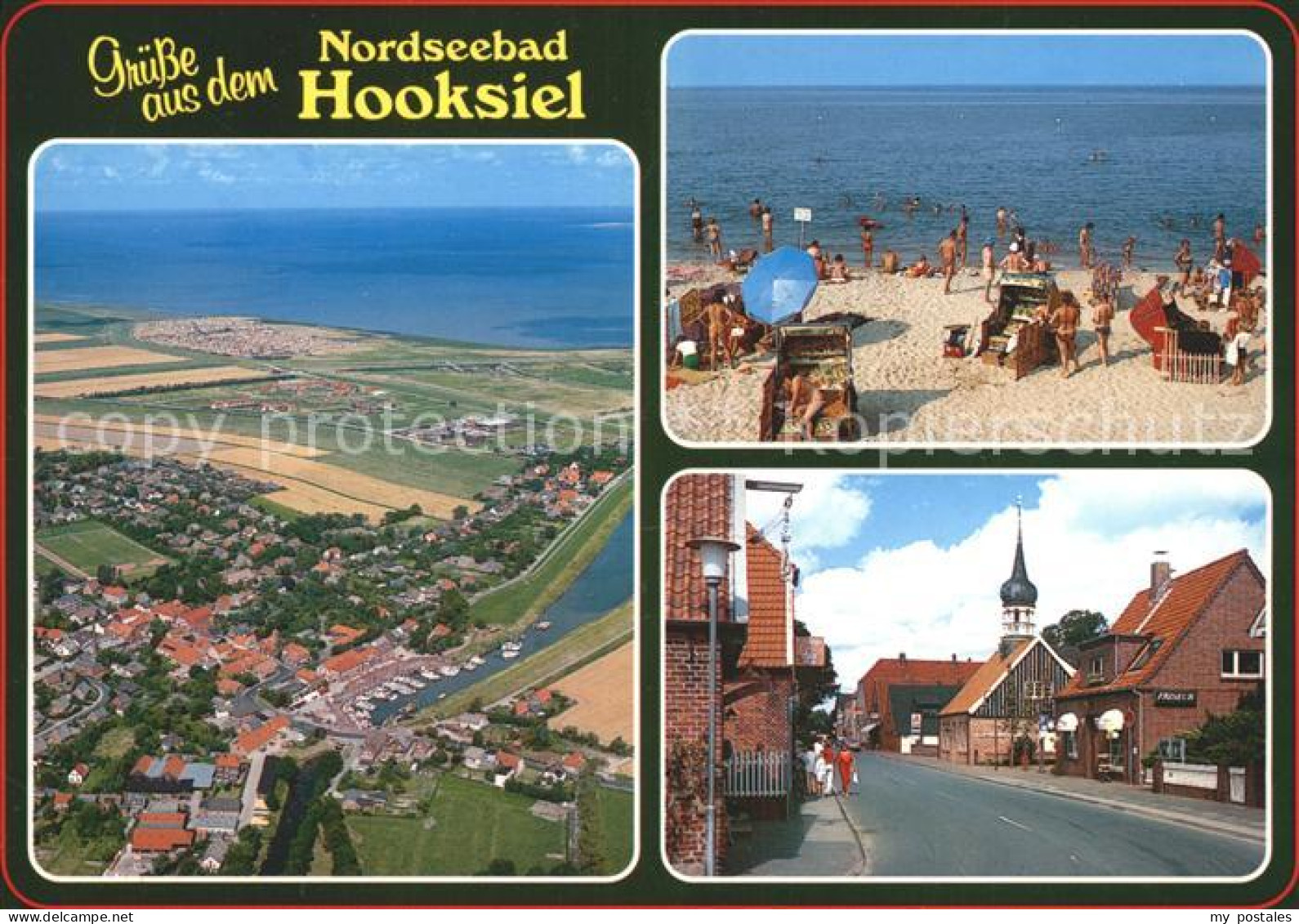 42166143 Hooksiel Nordseebad Strand Kirche Fliegeraufnahme Hooksiel - Wangerland