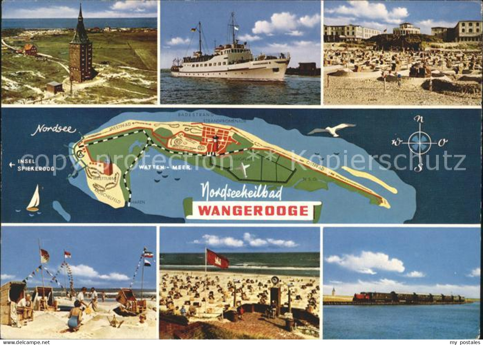 42166135 Wangerooge Nordseebad Inselbahn Schiff Turm Strand  Wangerooge - Wangerooge
