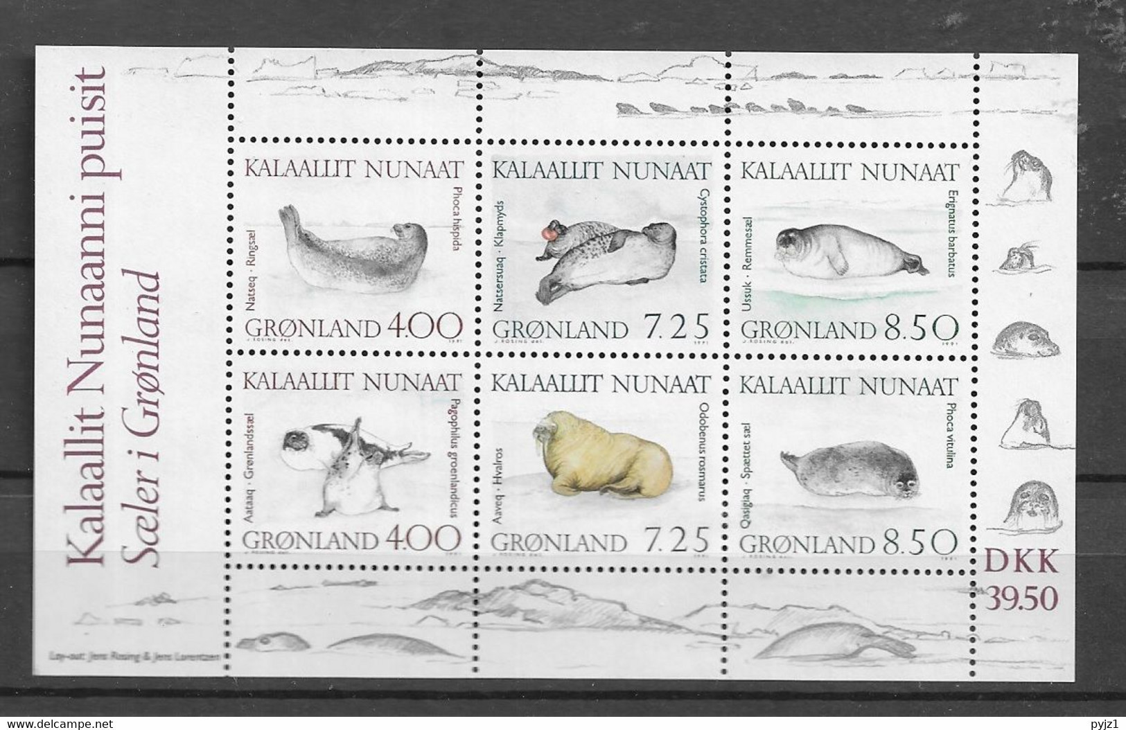 1991 MNH  Greenland, Block 3 Postfris** - Blocks & Kleinbögen