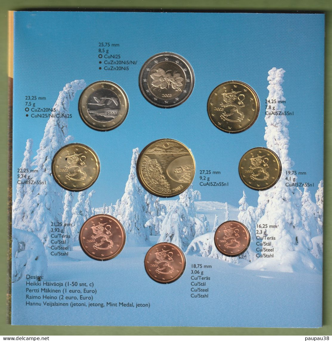 COFFRET EUROS FINLANDE 2003 NEUF FDC - 8 + 1 MEDAILLE PIECES - Finland